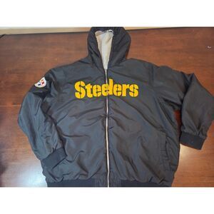 NFL Pittsburgh Steelers Full Zip Reversible Hoodie Mens Size 3XL